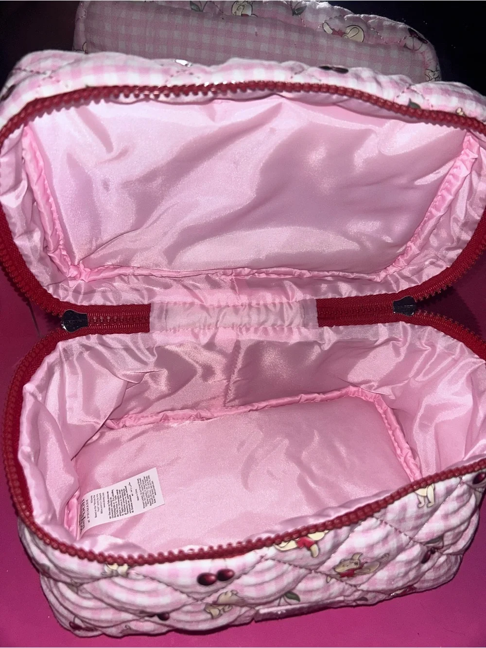 Disney Winnie The Pooh pink plaid Makeup bag-Cosmetic bag